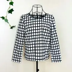 22Octobre チェック柄カットソー　バックゴールドジップ　L　ブラック