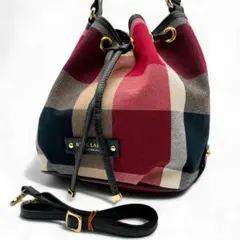 極美品 BURBERRY ショルダーバッグ キャンバス レッド 巾着 2way