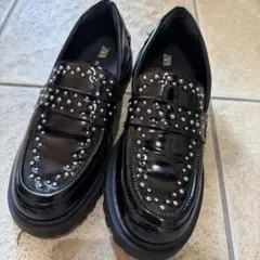 ★未使用★ZARA★フリンジスタッズローファー36★