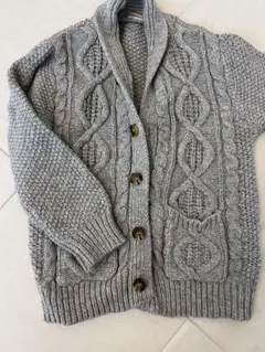 グレー ケーブル編み ショールカーディガン100〜110