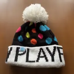 カラフルドット ポンポン付きニット帽