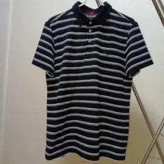 PUMA ポロシャツ M ネイビー ストライプ