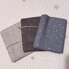 チェック＆ストライプ　星柄生地セット 3色 50cm x 105cm はぎれ