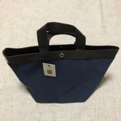 新品エルベシャプリエ707C ネイビー×モカ舟形トートバッグ M