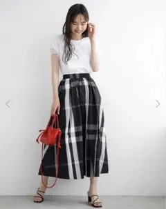 fifth　チェックロングフレアスカート