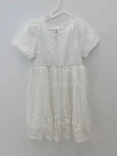 ホワイト花柄刺繍ベビードレス