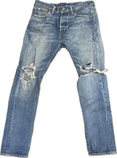 初期型・綿100% Levi's 501 SKINNY クラッシュデニムW33