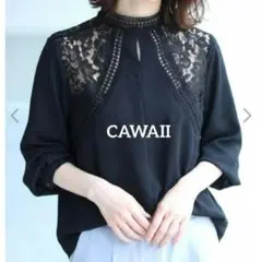 CAWAII カワイイ シアーレースブラウス トップス L ブラックのサムネイル