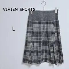 ヴィヴィアンスポーツ フレアスカート L グレー系 チェック 裏地 ウエスト切替
