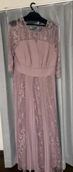 薄紫 レース付きエレガントドレス