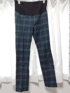 マタニティパンツ タータンチェック 緑紺のサムネイル