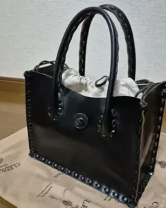 数回使用　クレドラン　革ハンドバッグ　ステッチ