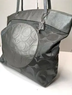 COACH(コーチ) トートバッグ ショルダー グレー ナイロン×レザー