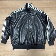 adidas フェイクレザー トラックジャケット ブラックのサムネイル