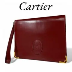 Cartier クラッチバッグ マストライン ワインレッド ゴールド金具