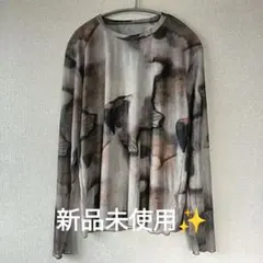 ​【未使用】SHEIN シーイン Dazy 抽象柄 シアー Tシャツ 総柄