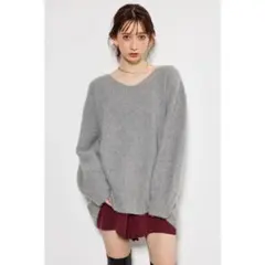 rienda リエンダ ラクーンMIXKnitTOP GRY グレー