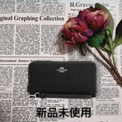 COACH ロング ジップ アラウンド ウォレット・シグネチャー ジャカード