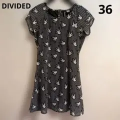 DIVIDED スワロー柄 半袖 ひざ丈 ワンピース 36のサムネイル