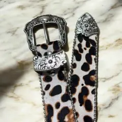 ウエスタンベルト ヒョウ柄 スタッズ 韓国 Y2K ストリート wb62-5