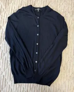 UNIQLO ウール ネイビー ボタン付きカーディガン　L