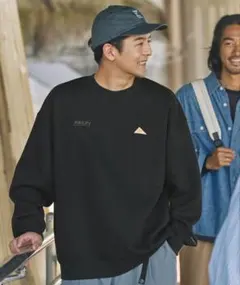 新品 KELTY 別注ダブルロゴ刺繍 ビッグシルエット裏起毛スウェット ブラック