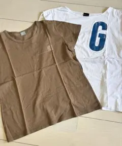 ブラウンTシャツとオフショルダーTシャツセットのサムネイル