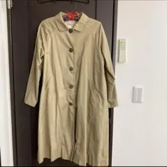 ベージュ トレンチコート ボタン式 ロング丈