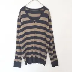 【ボイコット】2 ニット 長袖　V ネック ハイゲージニット薄手 総柄　春のサムネイル