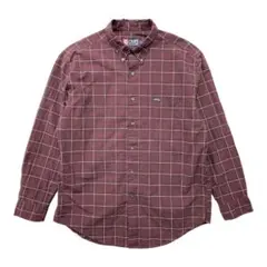 古着 チャップス ラルフローレン コットン チェック柄 長袖シャツ ボルドー