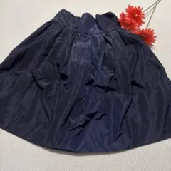 お値下♥︎︎トッコクローゼット♥︎︎ネイビー フレアスカート ひざ丈 タフタウエストゴム