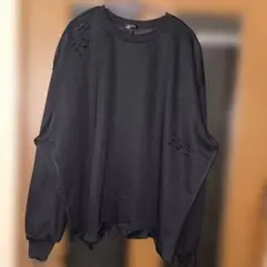ダメージ加工 黒 オーバーサイズ トレーナー