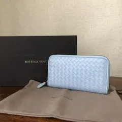 極美 BOTTEGA VENETA イントレチャート ラウンドジップ 財布
