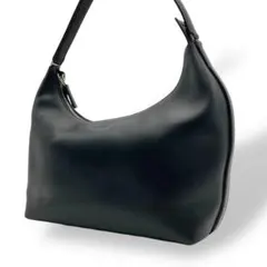 美品 ヒロフ HIROFU ワンショルダーバッグ レザー ブラック 型押しロゴ