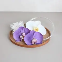 【胡蝶蘭と銀水引と銀箔】パープルの髪飾り | 卒業式 結婚式 成人式 袴　前撮り