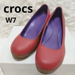 crocs ウェッジソールパンプスUS W7 23cmレッド/パープルのサムネイル