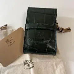 新品IL BISONTE イルビゾンテ シガレットケース レザー 型押し　緑