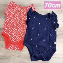 【着用1回】baby GAP♥花柄ロンパースセット/6-12ヶ月 70cm