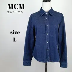 【a1384】MCM エムシーエム デニム ジャケット ストレッチ L 濃青