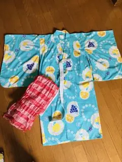 フルーツ柄 浴衣 セット 水色　110 120