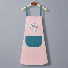 エプロン 大人 子ども ポケット付き 撥水加工 くすみカラー うさぎ