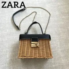 ZARA かごバッグ　美品 ZARA カゴ バッグ ザラ 美品(バスケット、籐かご)｜売買された