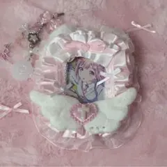 レースデコ トレカケース トレカケースデコ ピンク リボン うさ耳 羽