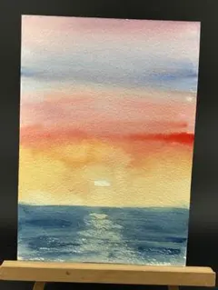夕日と海の色鉛筆画 - メルカリ