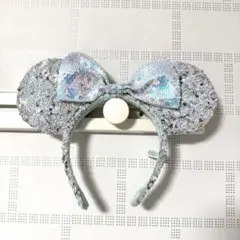ディズニー カチューシャ スパンコール 水色 ミニーちゃん