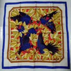 HERMES/エルメス カレ90 オウム柄 スカーフ j_105 HERMES - HERMES エルメス カレ 90 スカーフ Les Perroquets