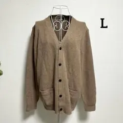 ユニクロ・L メンズ 長袖ニット カーディガン ウール100% ブラウン