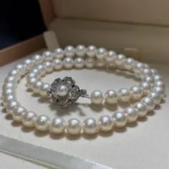 【テリ強✨】　あこや真珠　パール　ネックレス　約7.0-7.5mm 本真珠