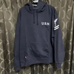 AVIREX パーカー ネイビー U.S.N. ミリタリー ステンシル