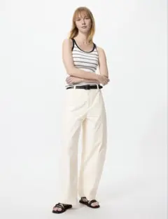 ユニクロ　UNIQLO ジャージーバレルレッグパンツ　オフホワイト　S